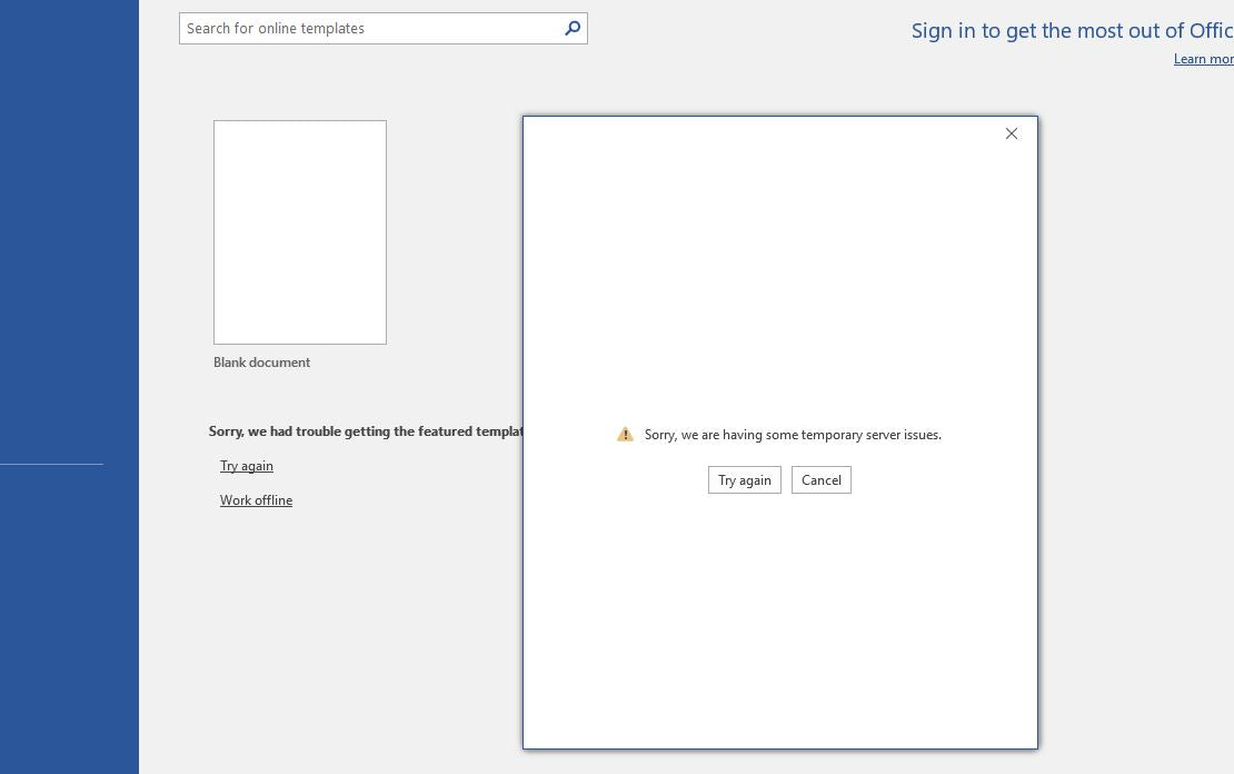 Microsoft Office Sorry We Are Having Some Temporary Server Issues