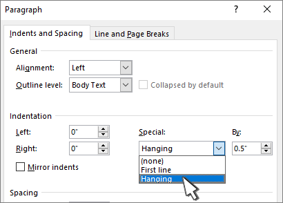 How To Do A Hanging Indent On Microsoft Word 2016