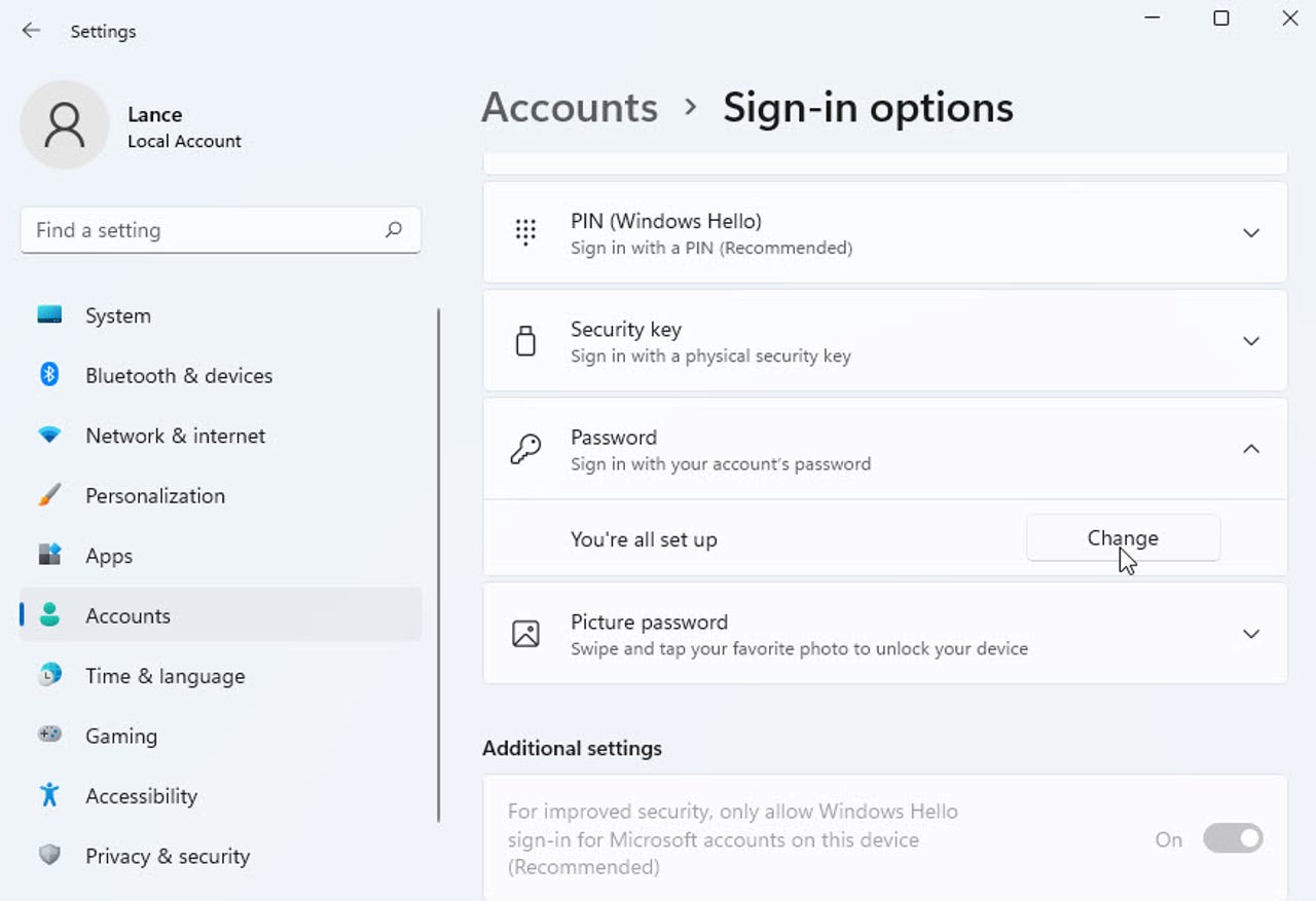 How To Change Password On Windows 11