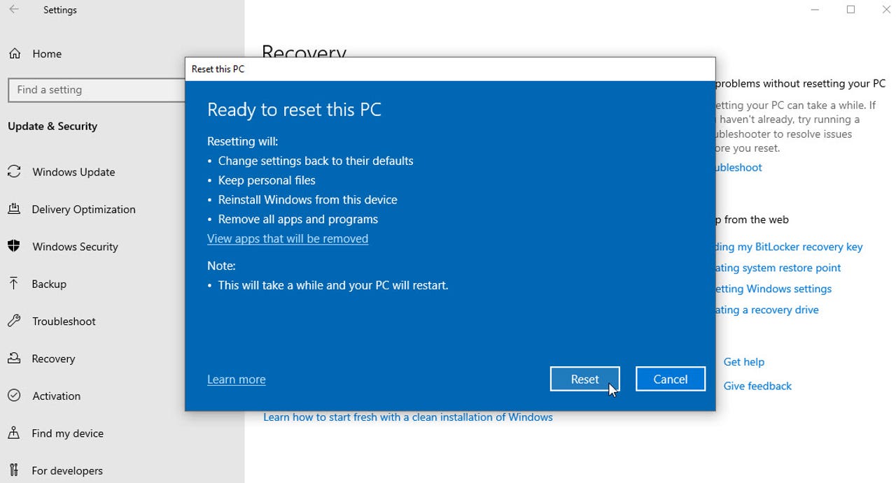 How To Factory Reset A Laptop Windows 10