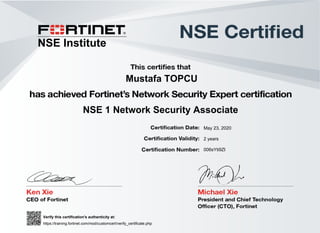 Fortinet Network Security Expert Level 1: Certified Associate