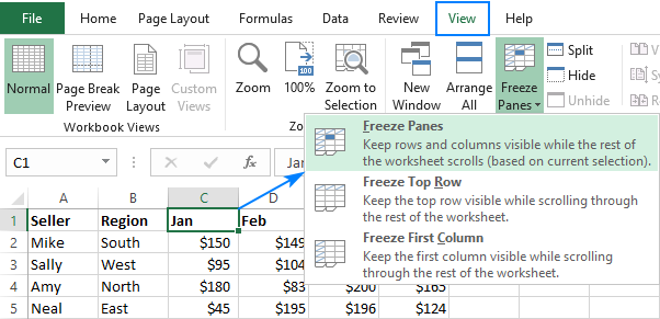 Microsoft Excel How To Freeze A Column
