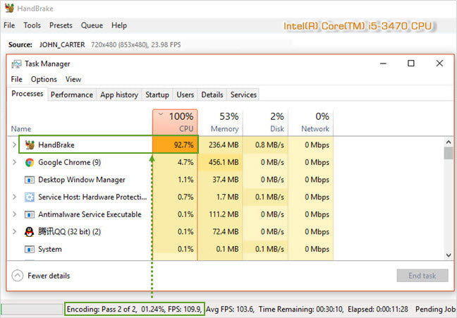 Handbrake Not Using 100 CPU