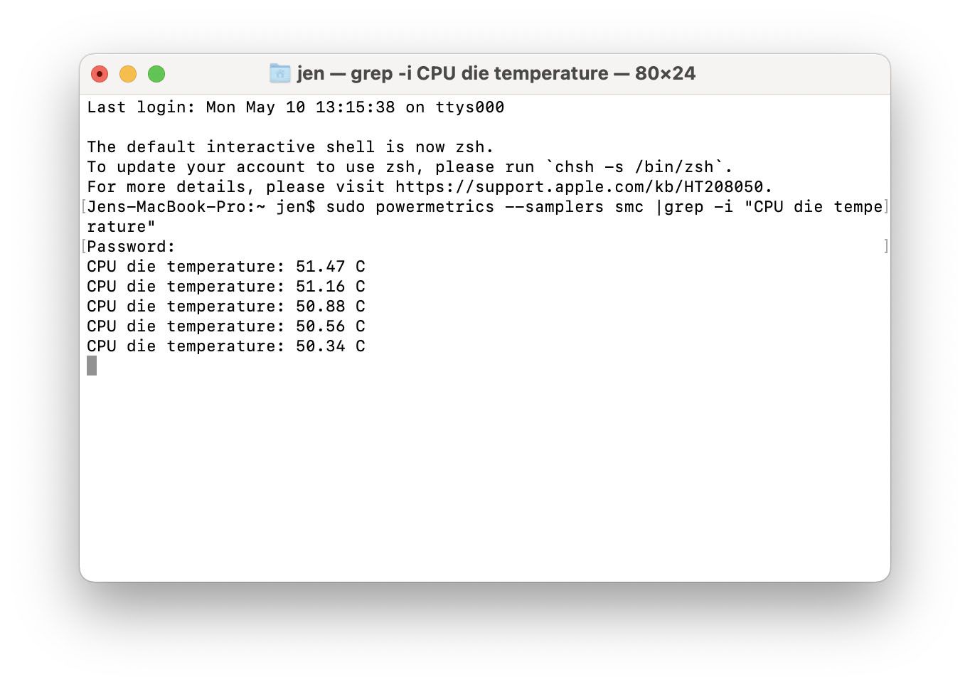 Mac Terminal Command CPU Temperature