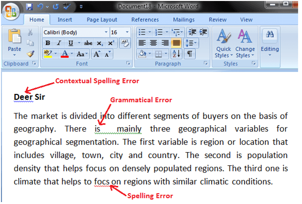 Word Using Incorrect Language Correction In Microsoft Word Grammatical Mistakes Are Indicated By