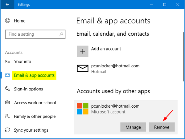 How To Remove Account From Windows 10