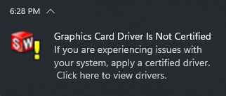 Solidworks Graphics Card Not Certified