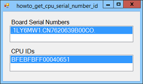 C# Get CPU Serial Number