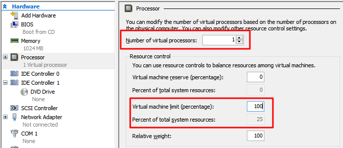 Hyper-V Max CPU Per Vm