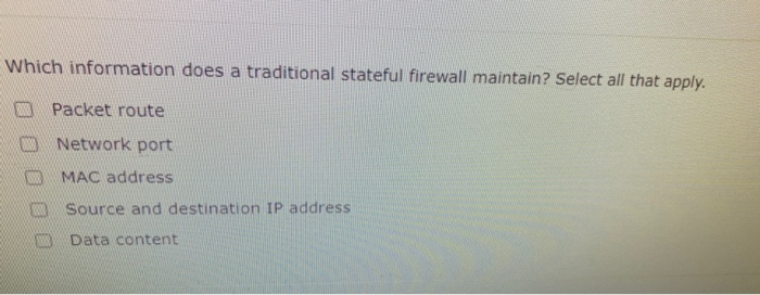 Which Information Does A Traditional Stateful Firewall Maintain