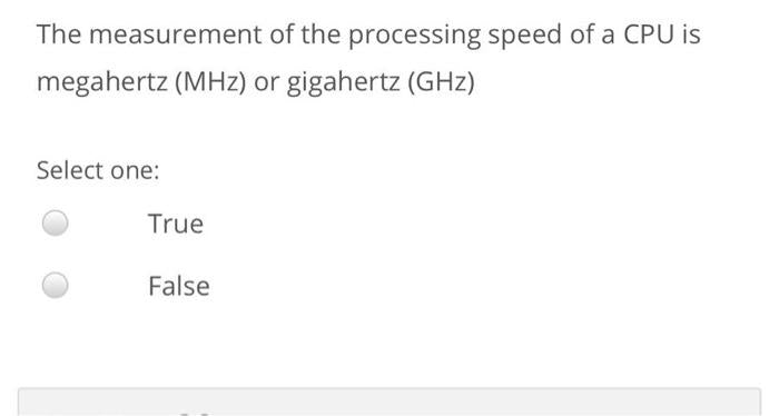 CPU Speed Is Measured In Megahertz