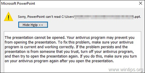 The Presentation Cannot Be Opened Your Antivirus Program