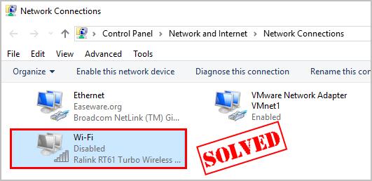 WiFi Adapter Is Disabled Windows 8