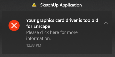 Your Graphics Card Driver Is Too Old For Enscape