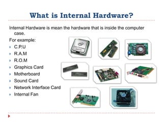 External Hardwarewith Example Internal And External Hardware Components Of A Computer Ppt