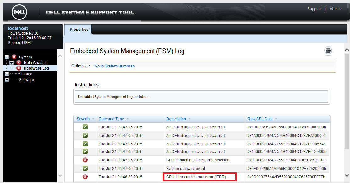 Correctable Machine Check Exception Detected On CPU 2