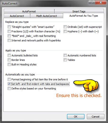 Microsoft Word Tab Doesn’t Move Bullet