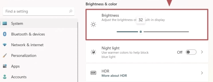 Windows 11 Screen Brightness