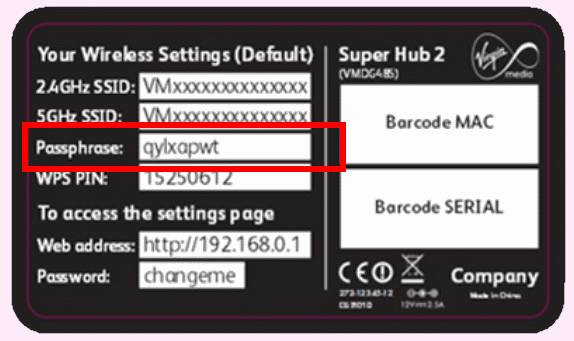 Virgin Media Network Security Key