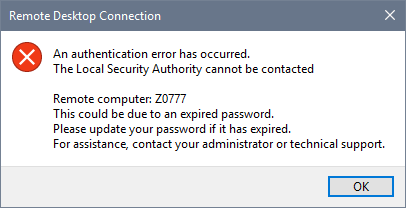 Windows 8 Remote Desktop Local Security Authority Cannot Be Contacted