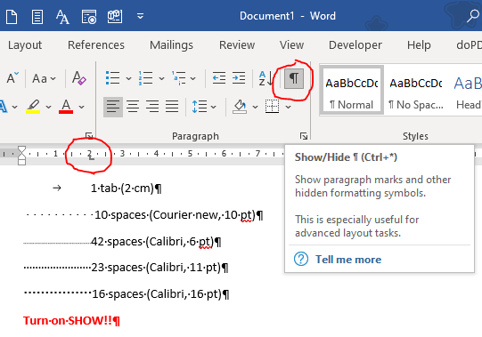 How Many Spaces Is A Tab In Microsoft Word