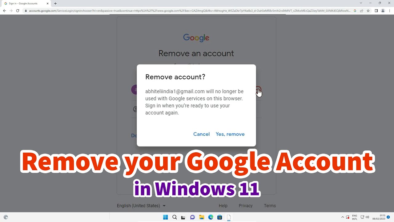 How To Remove Google Account From Laptop Windows 11