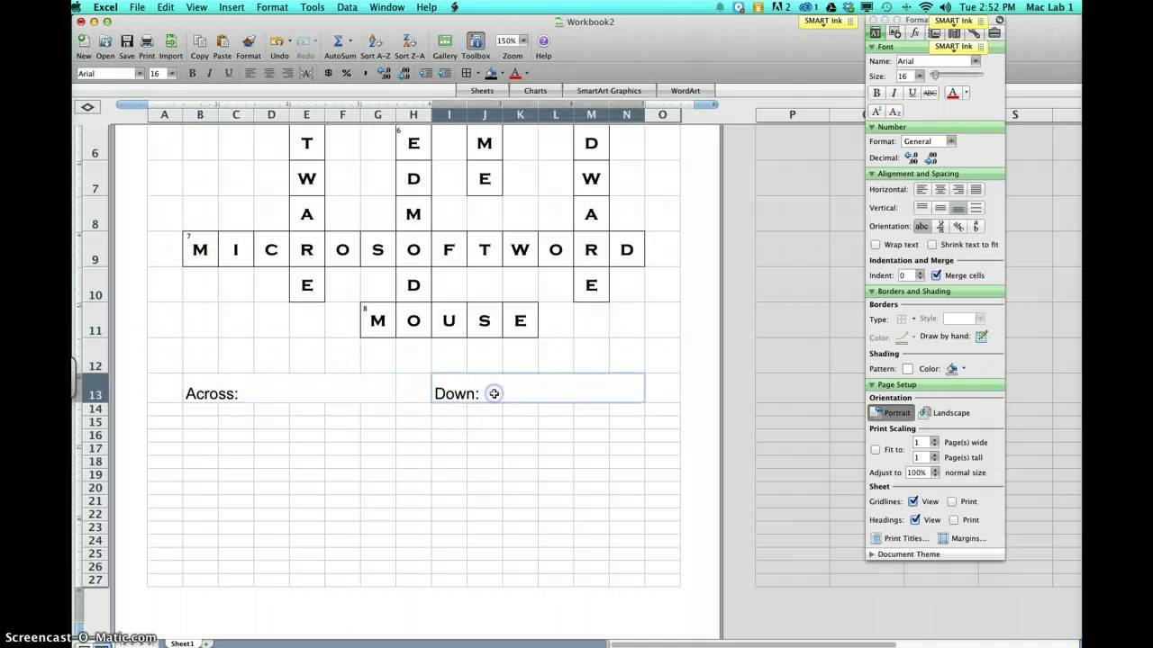 How To Make A Crossword Puzzle On Microsoft Excel