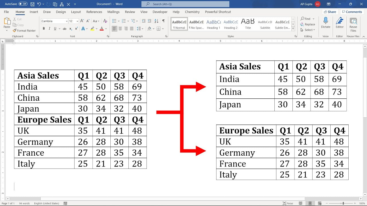 How To Cut Table In Microsoft Word