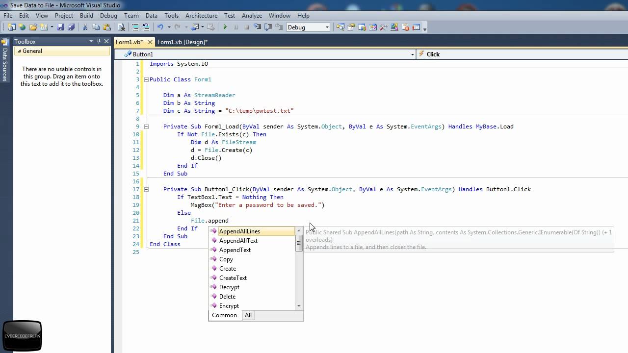 How To Save Data In Visual Basic