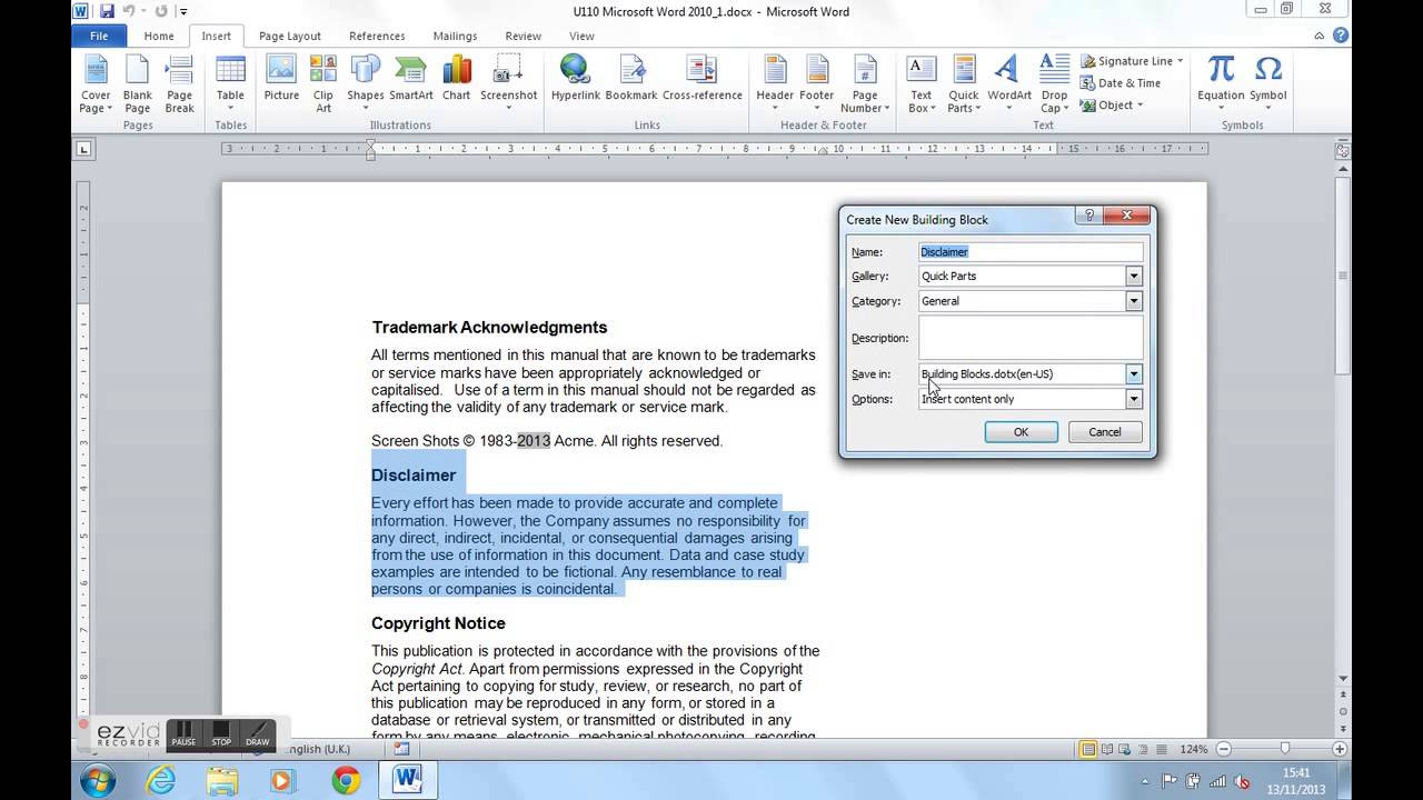 What Is Quick Parts In Microsoft Word