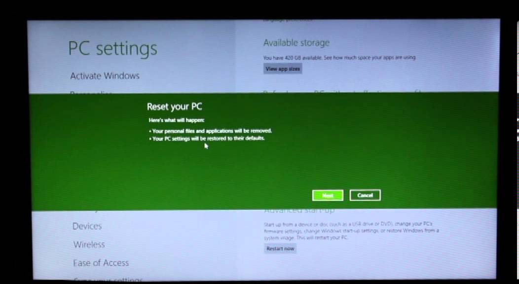 How To Restore Laptop To Factory Settings Windows 8