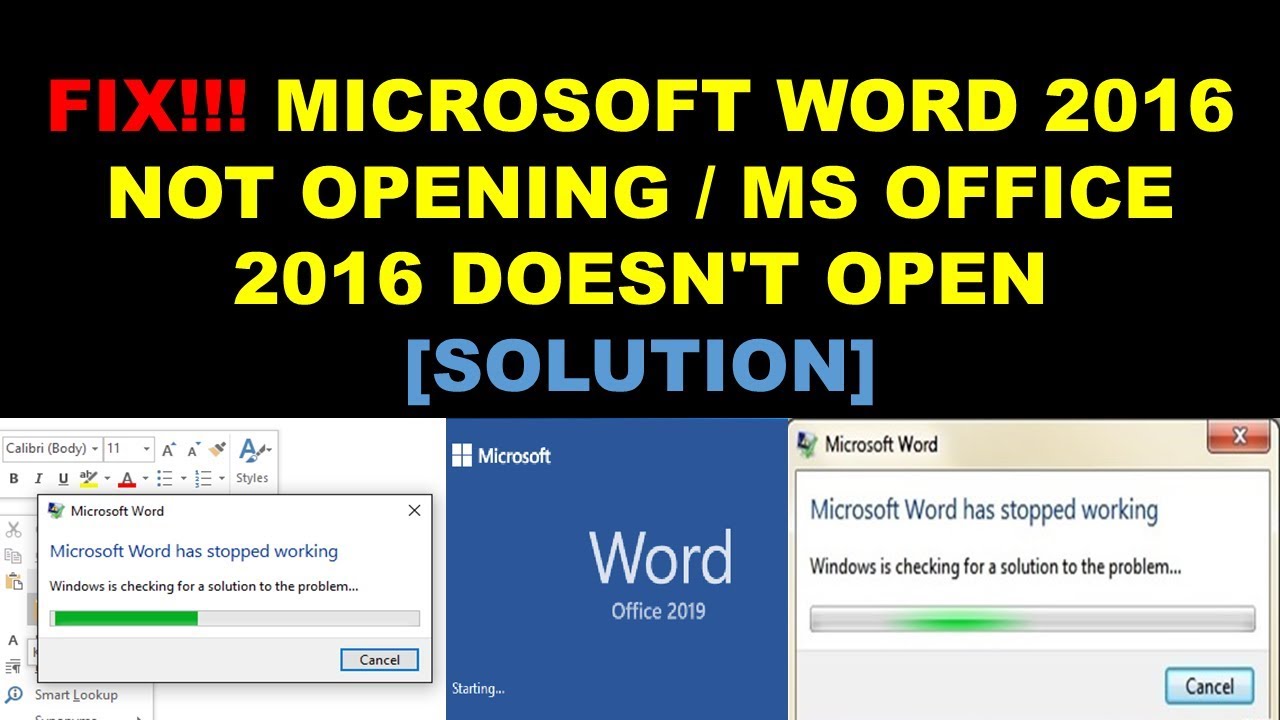 Cannot Open Microsoft Word 2016