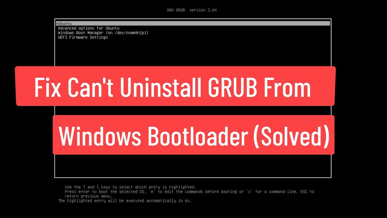 Remove Grub From Windows 11