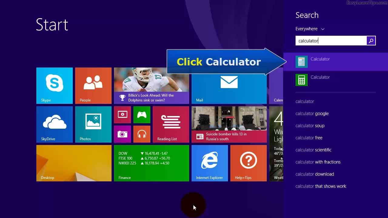 How To Open Calculator In Windows 8