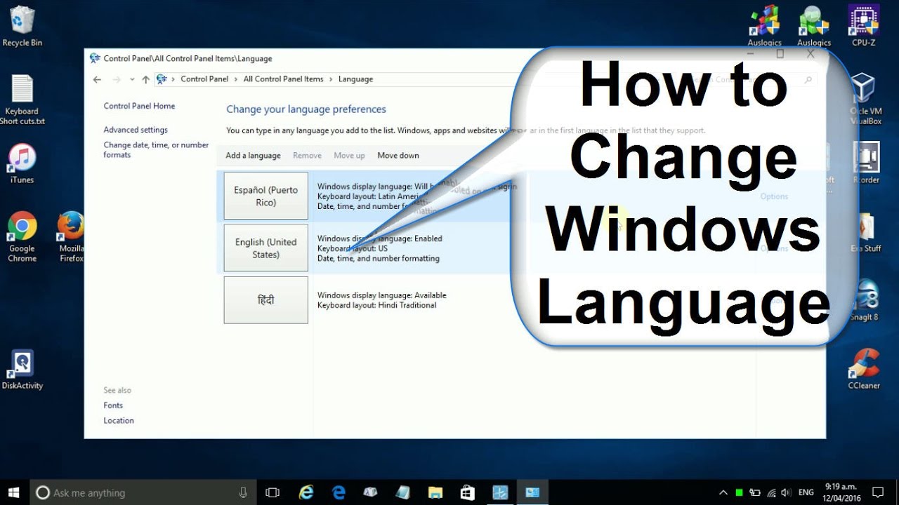 How To Change Language In Windows 10