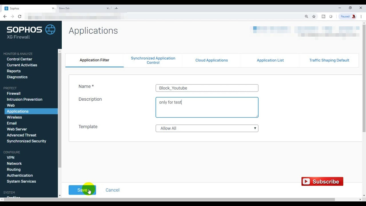 How To Block YouTube On Sophos Xg Firewall