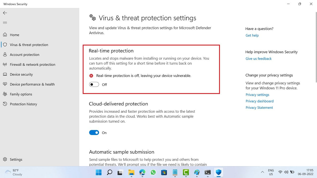 How To Turn Off Real Time Protection Windows 11