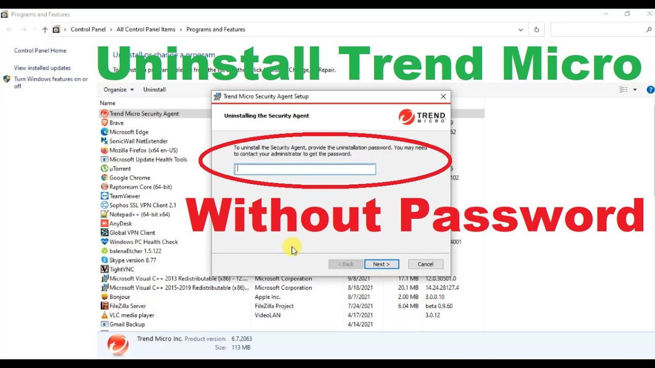 Trend Micro Antivirus Uninstall Password