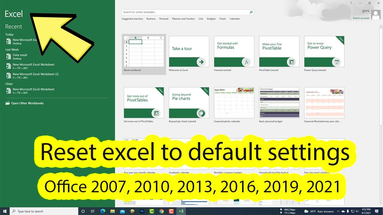 How To Reset Microsoft Excel