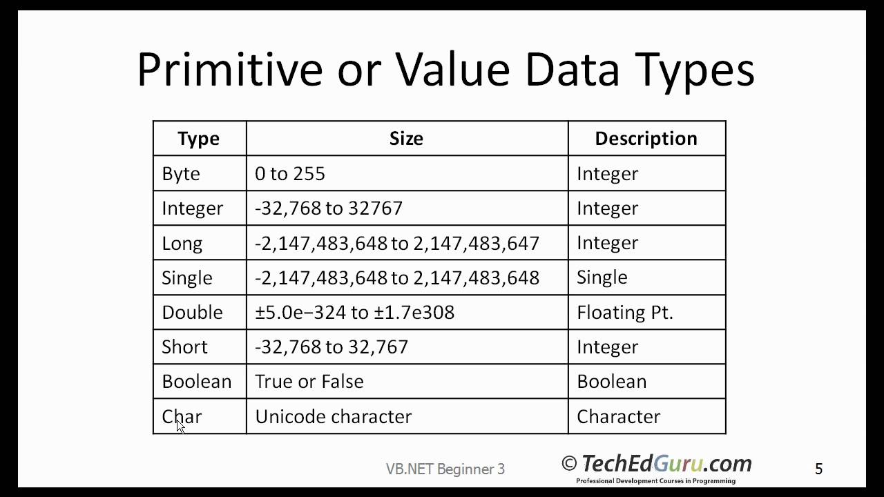 What Are The Visual Basic Data Types