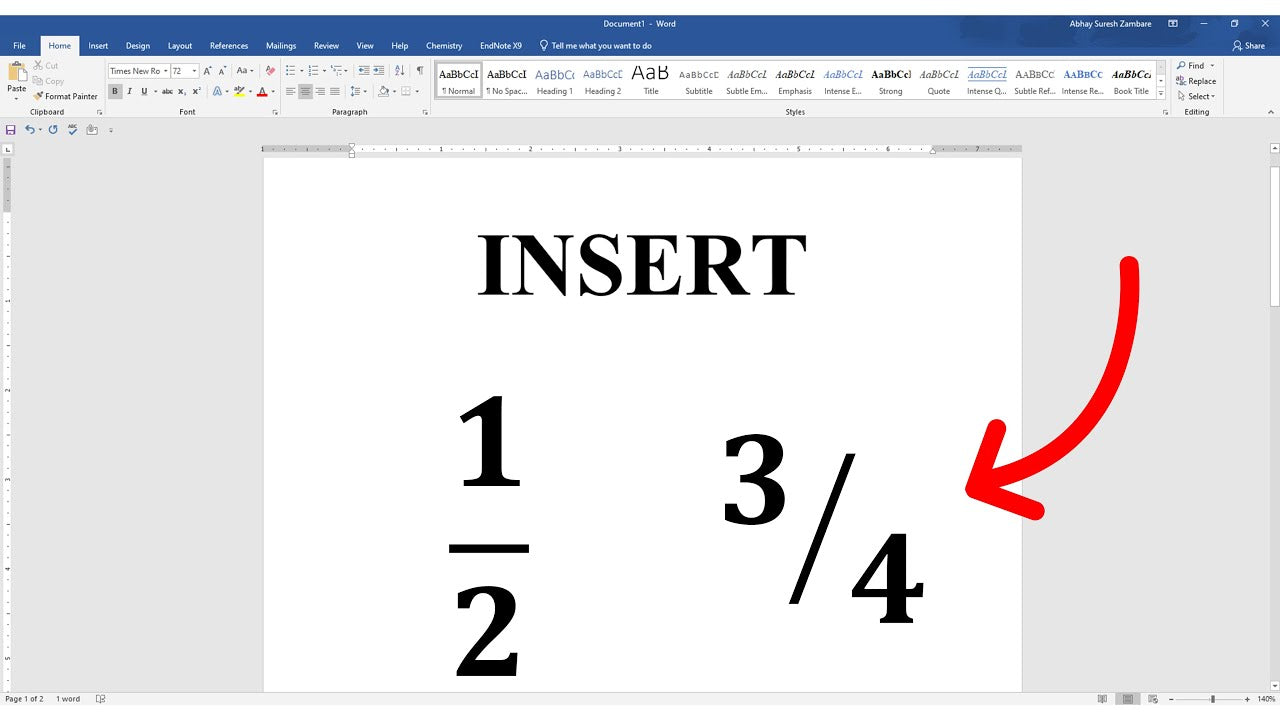 How To Put A Fraction In Microsoft Word