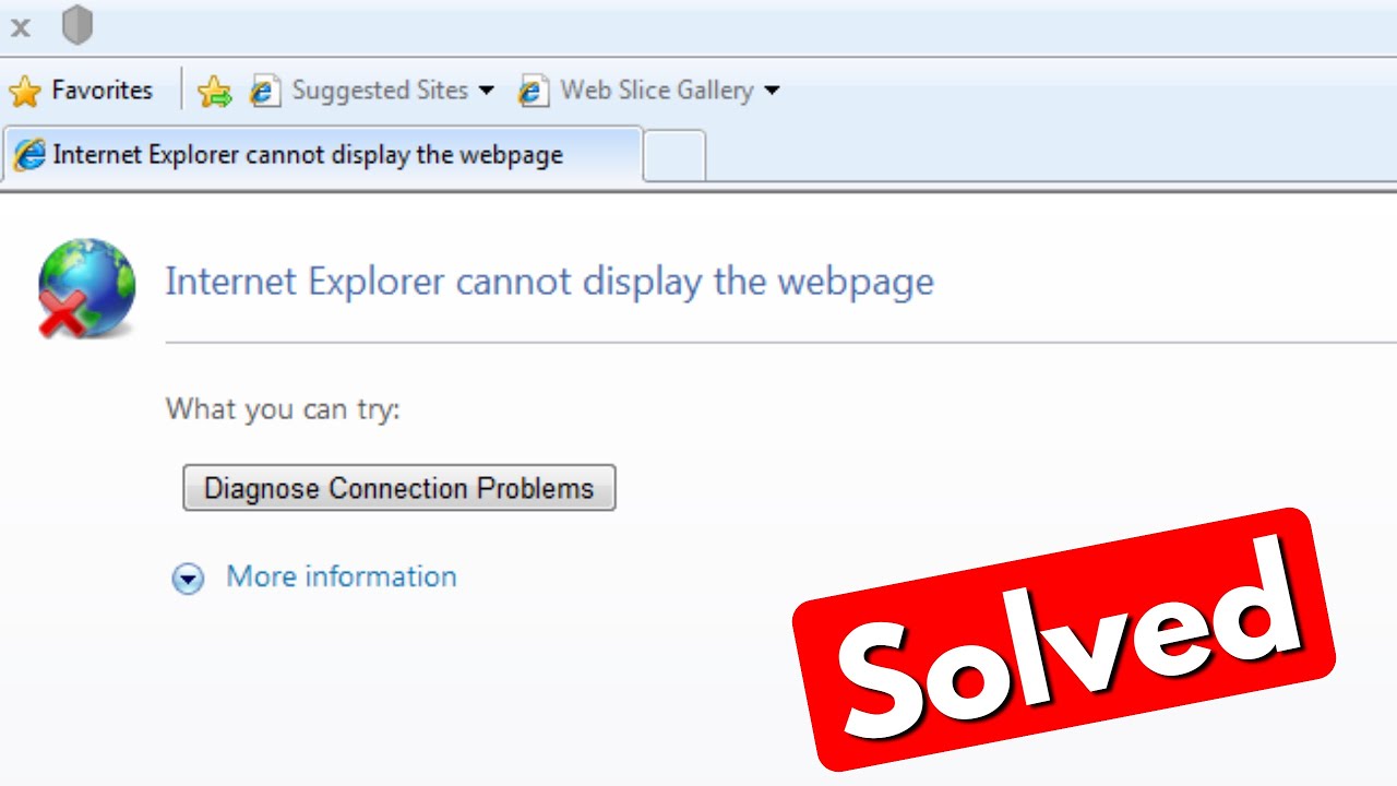 Internet Explorer Cannot Display The Webpage In Windows 7