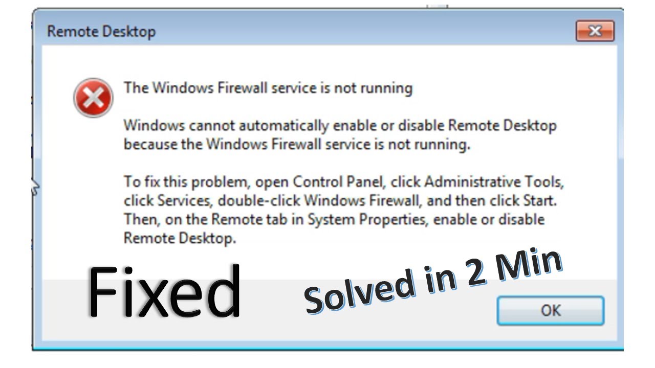 Firewall Service Is Not Running