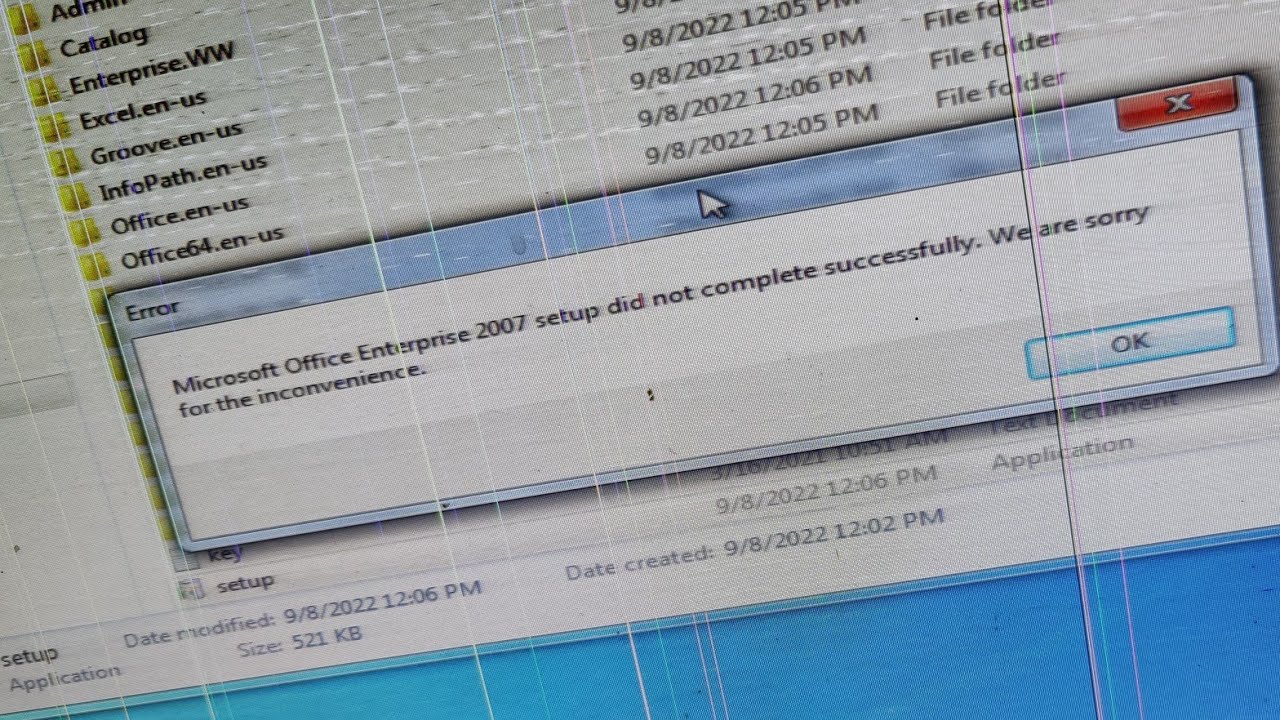 Microsoft Office 2007 Repair Did Not Complete Successfully