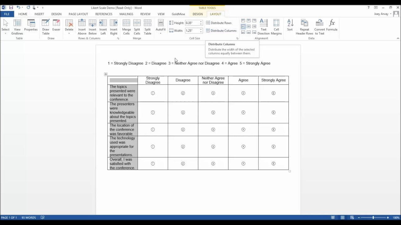 How To Create A Likert Scale In Microsoft Word