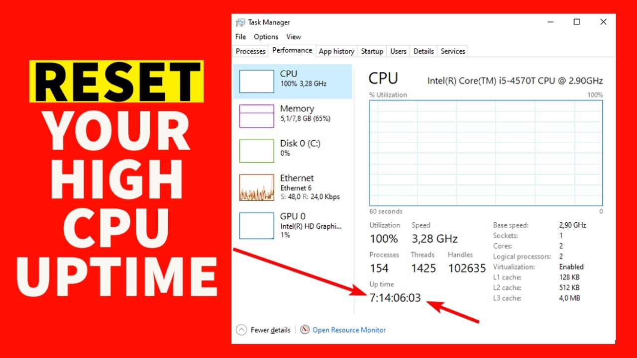 How To Reset CPU Uptime Windows 10