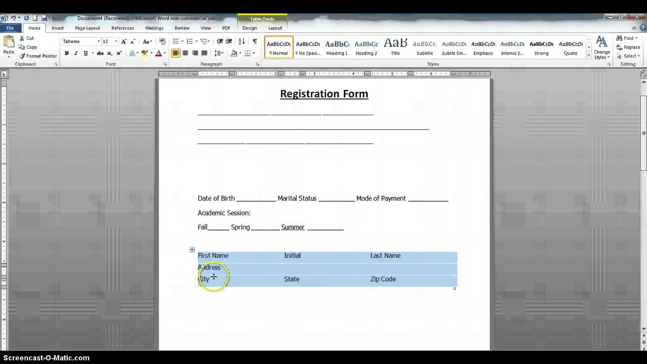 How To Create A Fillable Form In Microsoft Word 2010