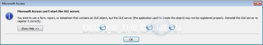Microsoft Access Can’t Start The Ole Server