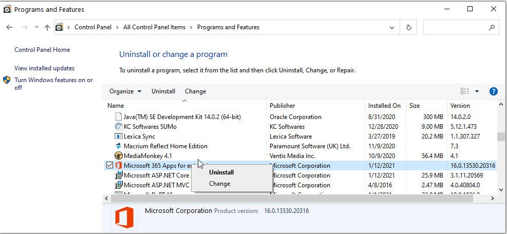 How To Repair Microsoft Word In Control Panel