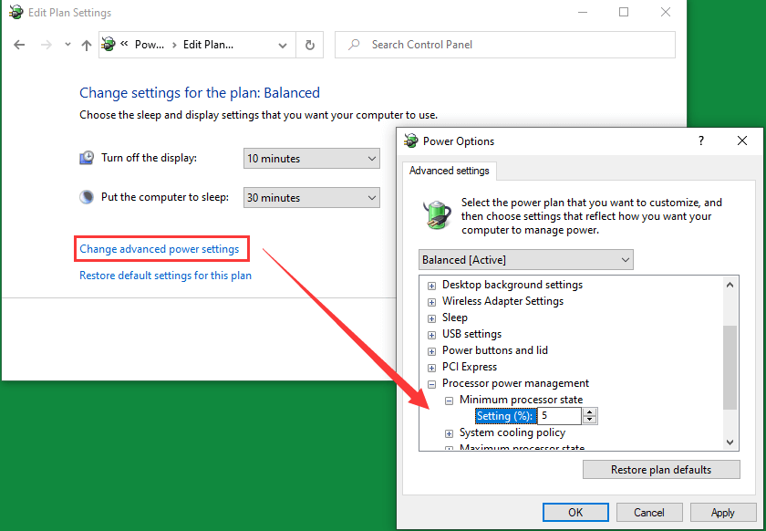 Minimum Processor State Windows 11